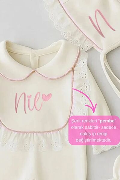 Minytrendy Baby Girl Name Embroidered Newborn Jumpsuit Blanket Glittery Hospital Release Mevlüt Set Gift
