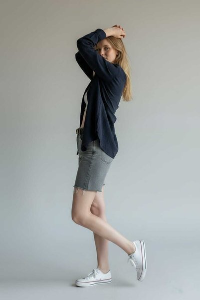 vintisse Women's Oversize Basic Pocket Muslin Shirt
