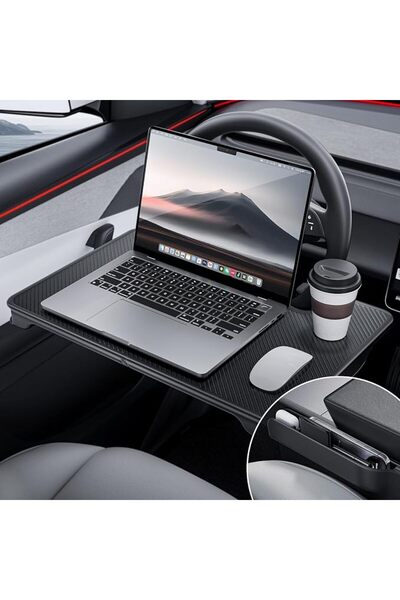 KASTWAVE 2-in-1 Steering Wheel Desk Tray & Car Seat Gap Filler Organizer - Fo...