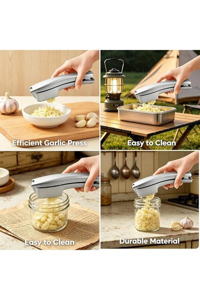 GENERAL 1pc Stainless Steel Garlic Press Tool, Manual Garlic Crusher and Mincer, Ergonomic Handle Kitchen Ga