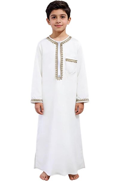 Generic Prayer Dress Boys Embroidered Ethnic Jumpsuit Long Sleeve Casual Romp...