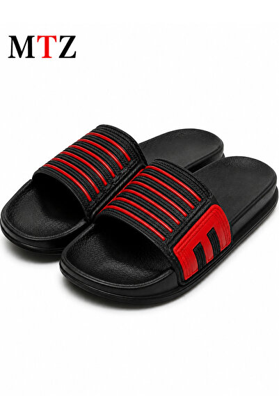 mtz Women's Ribbed Slide Sandals, Open Toe Slip-On Slippers with Wide Striped...