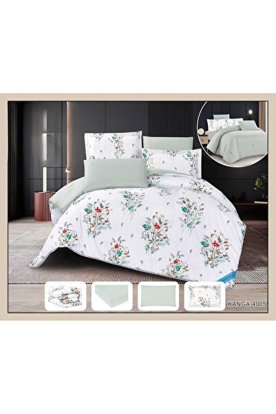 aram Nefren Summer Double-Sided Plain and Textured 6-Piece Bedspread Set, Com...
