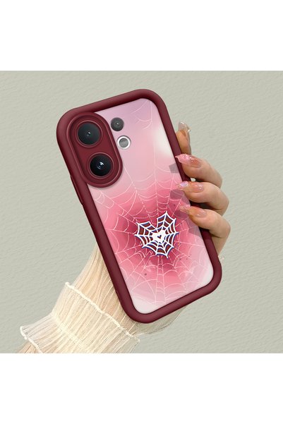 CHICASELUX جراب من السيليكون متوافق مع هاتف Vivo V60، مزود بنمط شبكة العنكبوت...
