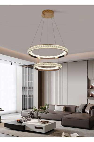 Apliqa ELİO 2 KATLI GOLD LEDLİ AVİZE
