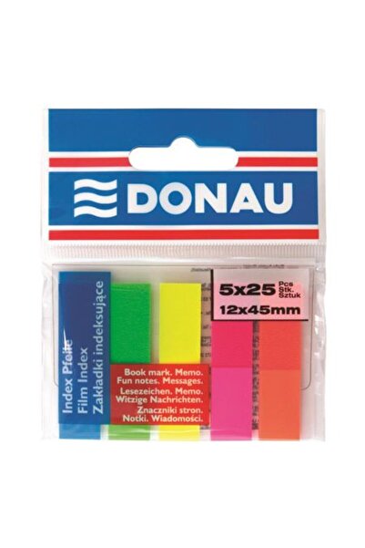 donau Stick Index Plastic Transparent Color 45 X 12 Mm, 5 X 25 File/Set, - 5 ...