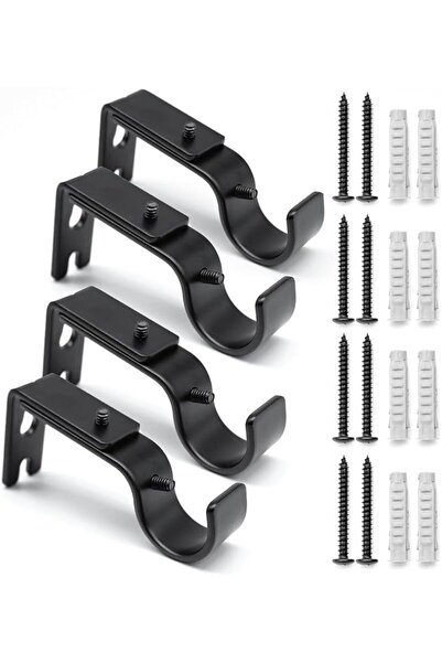 Yelajoy 4 PCS Curtain Rod Brackets, Adjustable Drapery Holders, Window Wall M...