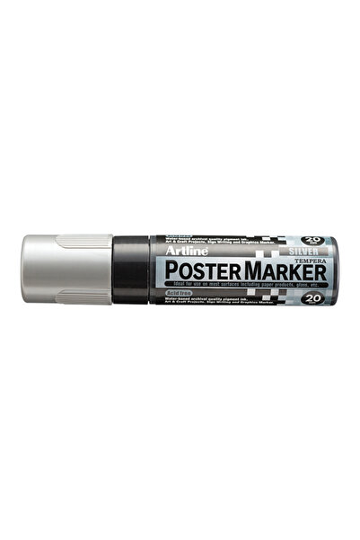 artline Poster Marker, Plastic Body, Beveled Tip 20Mm - Silver, 20 mm