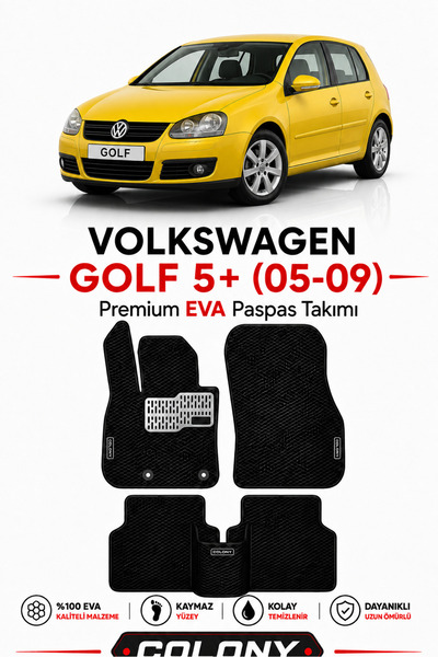 COLONY Volkswagen Golf 5 Uyumlu EVA Paspas Tam Set–Araca Özel,Kolay Montaj,Su...