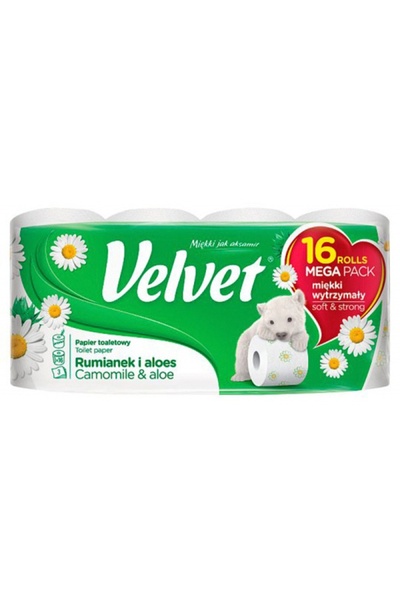 Velvet Bílý toaletní papír, 3vrstvý, 140 kusů, 16 rolí v balení, Mega balení ...