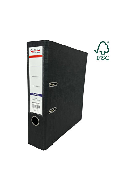 Optima Biblioraft A4, Plastifiat Pp/Pp, Margine Metalica, 75 Mm, Premium - Negru