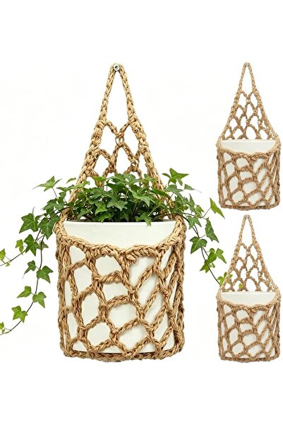 Generic Plant Hanger Macrame 3 Pieces Breathable Woven Mesh Bag | Cotton Rope...