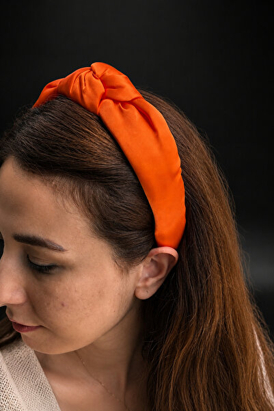 ByMerve Bym487 Orange Satin Knotted Women's Hair Crown Soft Stylish Hair Acce...