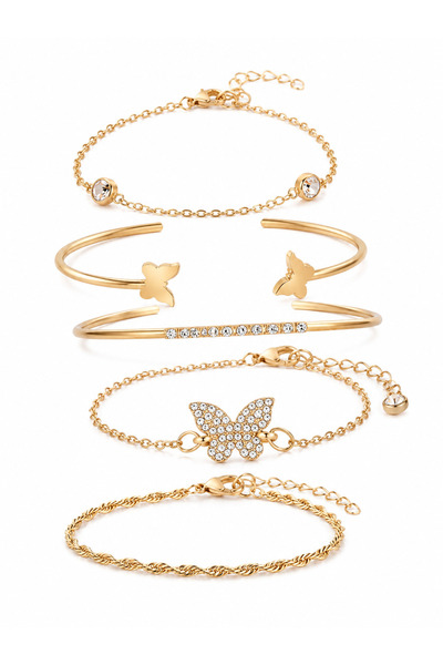 Generic Brand Women's Multi-Piece Butterfly Bracelet Set, Sparkling Layered J...