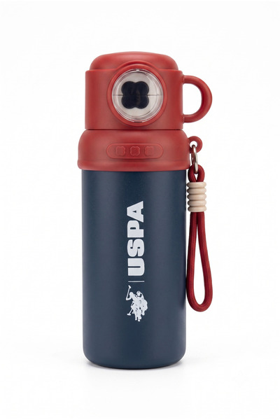 U.S. Polo Assn. Stainless Steel Thermos Flask with Cup, Straw and Regular Dri...