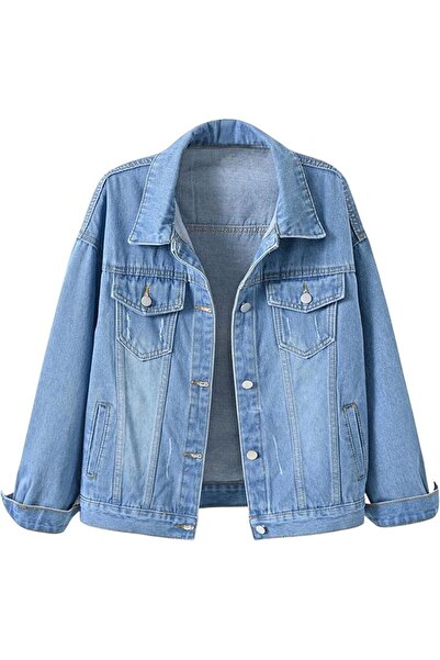 Generic Women's Denim Jacket Button Up Long Sleeve Jean Trucker Coat | Candy ...