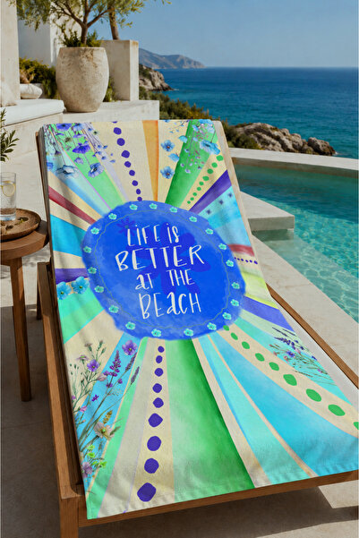 Evmila Green Rays letnja poruka, peškir za plažu sa uzorkom 70x150 - digitaln...