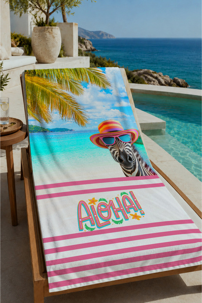 Evmila Tropska plaža, palma, bicikl, aloha, šifrirani peškir za plažu 70x150 ...