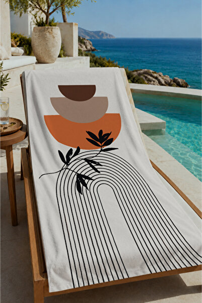 Evmila Bela terakota biljka i peškir za plažu sa uzorkom pojasa 70x150 - digi...