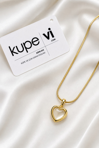 Küpevi Heart Figured Zircon Stone Stainless Steel Women's Necklace