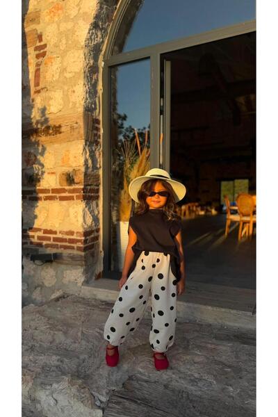 bohemiankids baby wear Черен комплект на точки за момиче с шапка, подарък