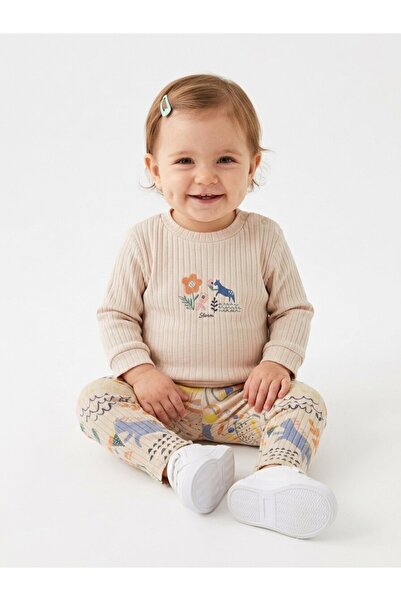 Kids Kingdom Cotton Colorful Nature Patterned Baby Girl Tights 2-Piece Set