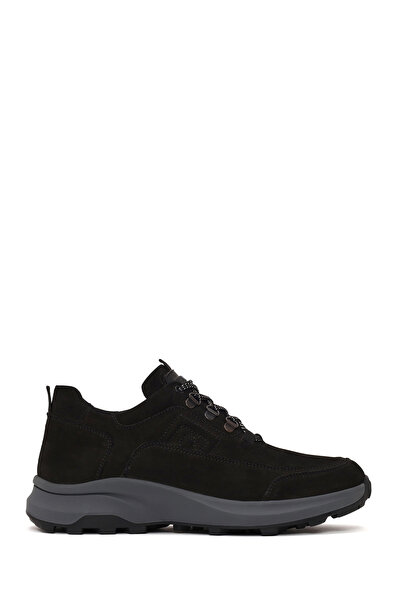 Derimod Men's Black Lace-Up Thick Soled Nubuck Leather Casual Sneaker Wm700005Dn