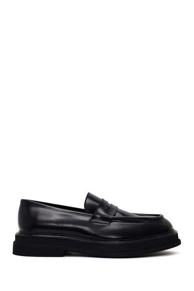 Derimod Men's Black Thick Soled Leather Loafer Wm802004Da