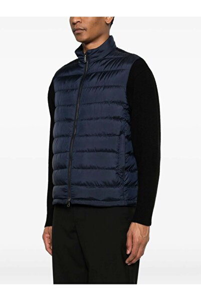 PAUL&SHARK Men's Regular Cut Stand Collar Quilted Navy Blue Vest