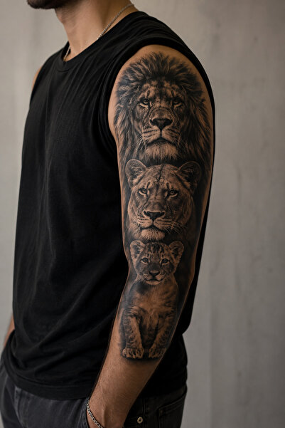TAKIŞTIR Aslan Ve Ailesi Geçici Kol Dövme Tattoo