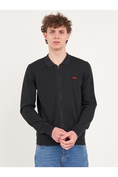 Lee Cooper - Pulover barbat cu fermoar de culoare uniforma