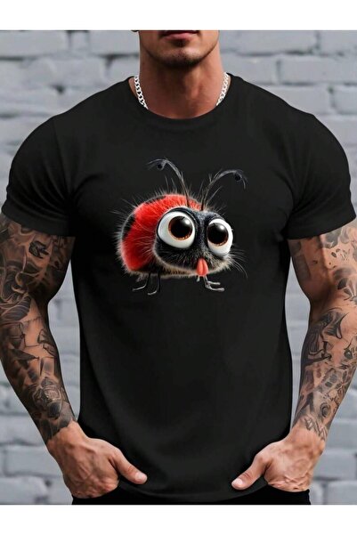 23ERVA Red Ladybug Pattern Comfortable Breathable T-Shirt, Fashionable Men's ...