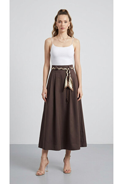 Giyim Dünyası Women's Belted Skirt Brown