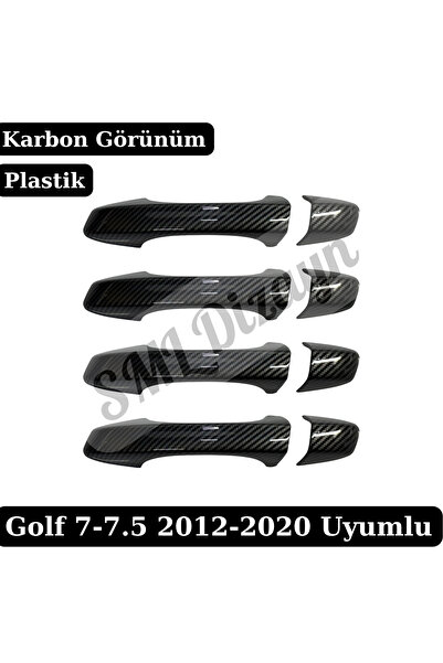 SML Dizayn VW Golf 7 - Golf 7.5 Uyumlu Kapı Kolu Kaplama Seti - Karbon Görünü...