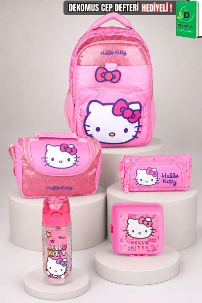 Hello Kitty x Dekomus Lisanslı Glitter Bow Collection Okul Çantası,Termoslu B...