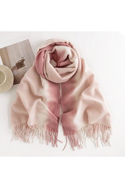 STARSTAR Women's faux cashmere scarf blue 200x65cm gradient tassel.