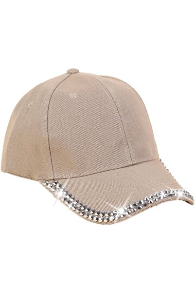 STARSTAR Rhinestone sun hat red adjustable visor outdoor sports/travel.