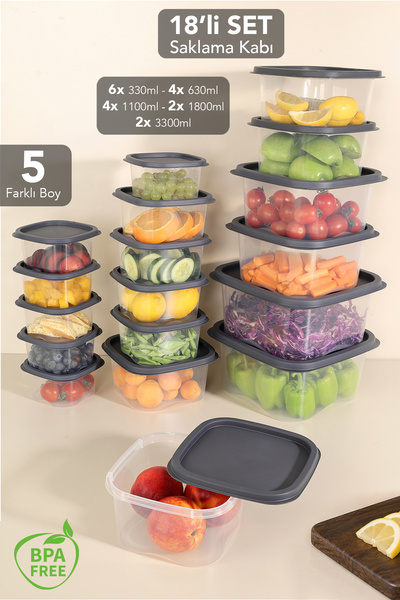 Meleni Home Set of 18 Square Food Storage Containers - Food Storage Container...
