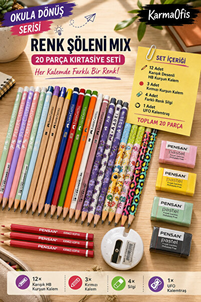 Faber Castell Karmaofis 20 Piece Color Feast Mix Pencil Set |   12 Hb Pencils...