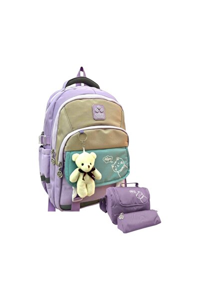 tüftürük Set of 3 Backpack, Lunchbox and Pencil Case in Lilac Color