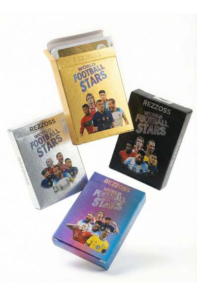REZZOSS World Football Stars Trading Cards 4-Pack Bundle (220 Pcs) – Gold, Si...