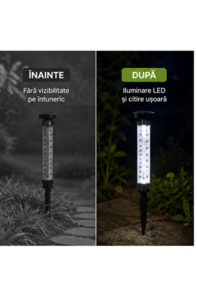 OEM Solar Garden Thermometer with LED, IP44, Set of 2 - set of 6