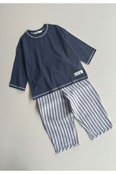 Cigit Oversize Pants Set 2-10 Years Old Navy Blue