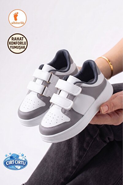 AlbiShoes Unisex Velcro Comfortable Sole Soft Daily School Girls Boys Sneaker...