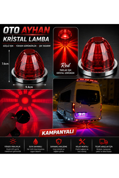 OTO AYHAN KIRMIZI KRİSTAL LAMBA MELON LAMBA