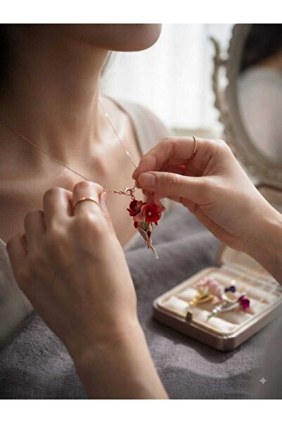 Papatya Silver 925 Ayar Gümüş Özel Tasarım Çiçekli Hediyelik Buket Kolye.rose.gold.rodaj Renk Seçeneği