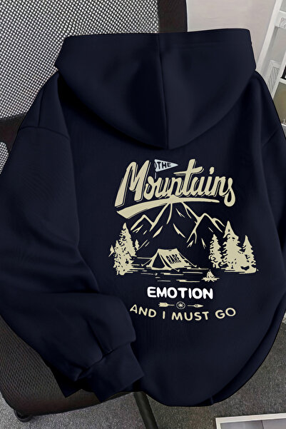 uyguntarz Unisex Emotiondağ Printed Oversize Hooded Sweatshirt