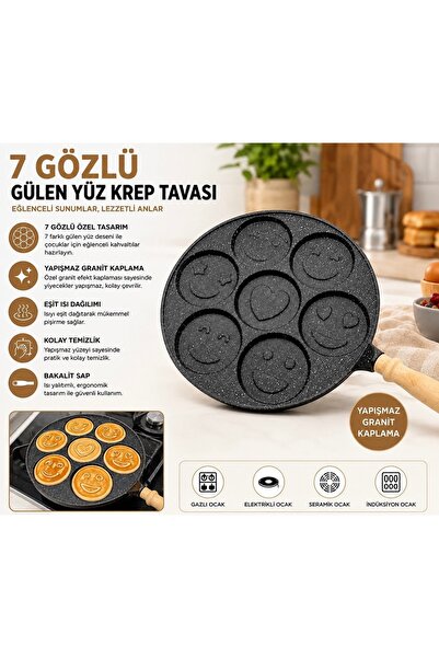 SELÇUK Luxury 7-Eye Smiling Face Crepe Pan