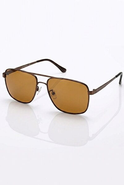 Di Caprio Dc3053Brwn Brown Modern Square Polarized Glass Men's Sunglasses