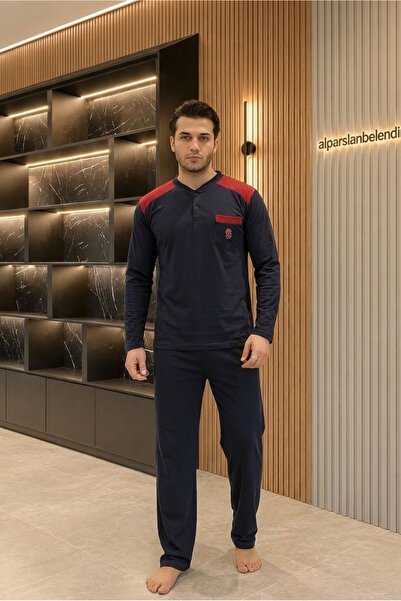 BELENDİR Single Jersey Men's Pajama Set Navy Blue